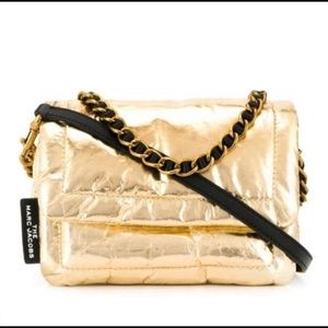 Gold Metallic Leather Pillow Shoulder Bag by Marc Jacobs NWT